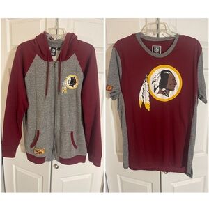 Pre-Owned Men’s Large NFL Team Hoodie and T-Shirt Set Washington Redskins